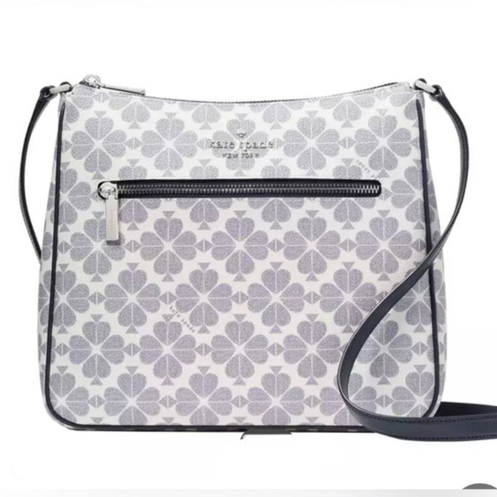 NWT KATE SPADE NEW YORK SPADE FLOWER Women, White and Navy Blue, Crossbody Bag